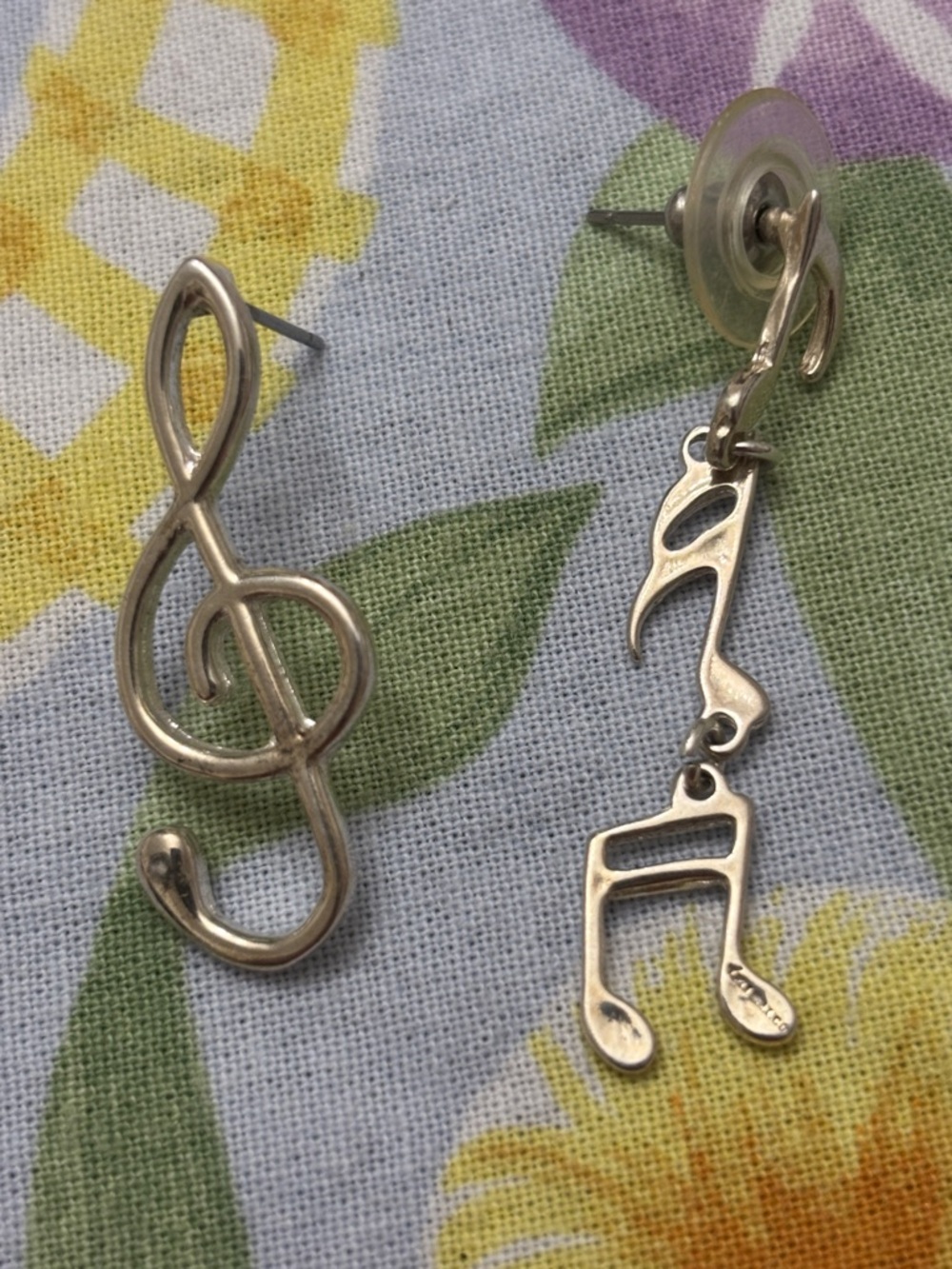 Sterling Silver Music Note Earrings